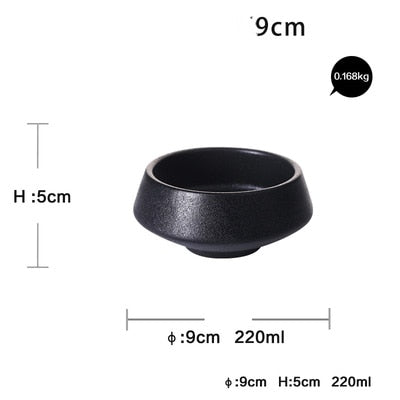 KINGLANG 1PCS Ceramic Rice Black Matte Bowl Home Soup Restaurant Noodle Bowl Snack Tableware