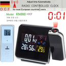 Digitaler Projektions-Wecker Wetterstation mit Temperatur Thermometer Luftfeuchtigkeit Hygrometer/Nachttisch-Aufwachprojektor-Uhr