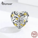 bamoer Tree of Life Heart-shape Charm Compatible European Bracelet Female Family Tree Beads for Women Jewelry Making SCC1249