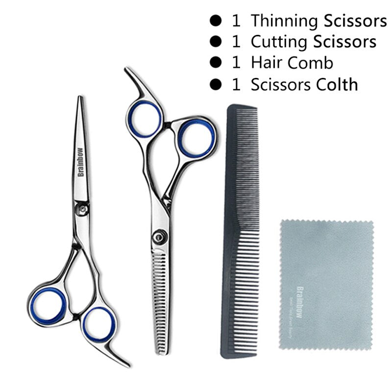 Brainbow 6&#39;&#39;Hair Scissors Stainless Steel Hair Salon Trimmer for Home&amp;Family Cutting Thinning Haircut Hair Styling Tools