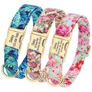 Personalisiertes florales Hundehalsband, individuell, klein, mittel, Hunde-Haustier-ID-Halsband, Blumendruck, Nylon, großes Hundehalsband, graviert für Pitbull