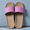 Suihyung Summer Women Linen Slippers New Color Stripe Belt Indoor Shoes Home Open Toe Slip On Lovers Casual Flax Slides Sandals