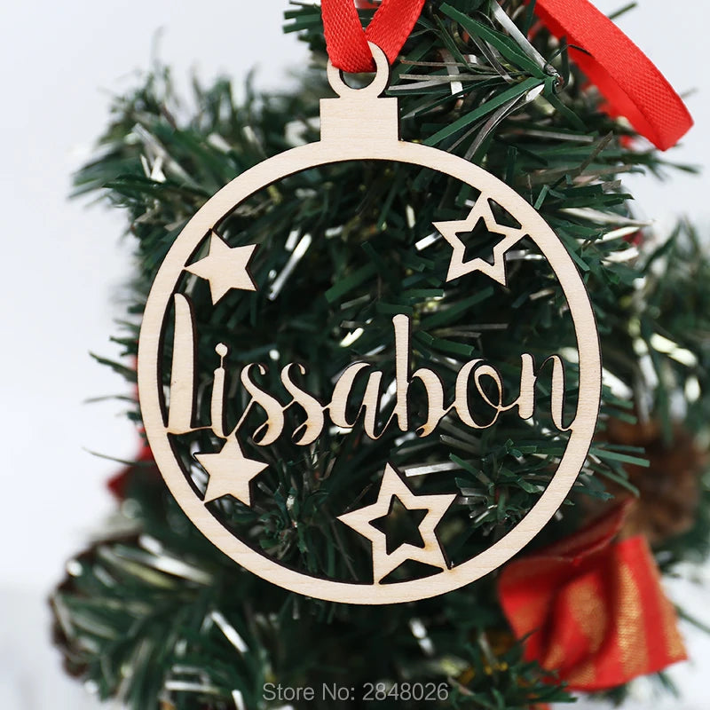 Custom Different Name Ornament- Personalized Christmas Bauble -Custom Ornament Ball Wooden Ornament Ball with name and year