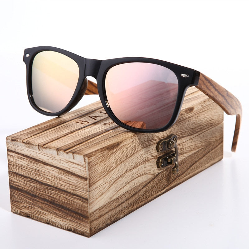 Sunglasses Polarized Zebra Wood Sunglasses Hand Made Vintage Wooden Frame Male Driving Sun Glasses Shades Gafas With Box