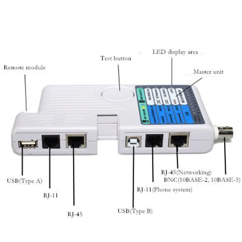 Professional Multi Function 4 In 1 Network Cable Tester RJ45/RJ11/USB/BNC LAN Cable Cat5 Cat6 Wire Tester