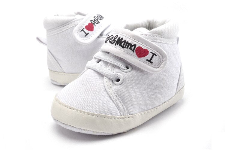 0-18M Baby Mocassins Infant Toddler Baby Boys Girls Print Letter Love PAPA&MAMA Soft Sole Canvas Sneaker Anti-Slip Newborn Shoes