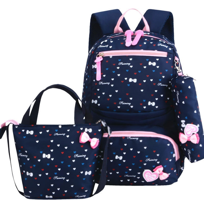 3pcs/set Printing School Bags Backpacks Schoolbag Fashion Kids Lovely Backpack For Children Girls School bag Student Mochila sac