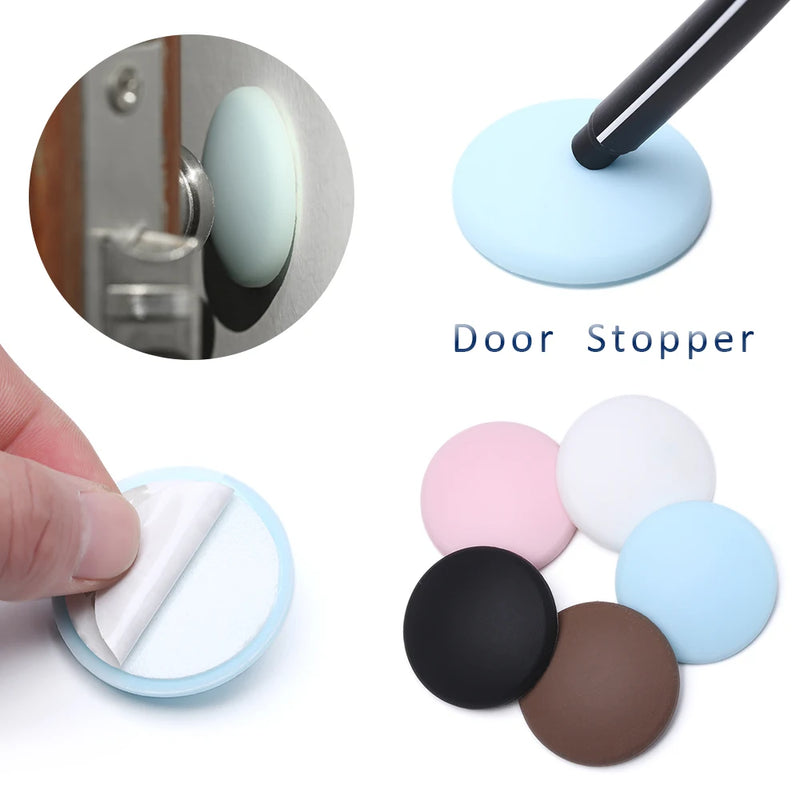 Creative Wall Protector Door Handle Bumper Guard Stopper Anti-slip Sticker Self Adhesive Rubber Round Door Crash Pad Door Stops