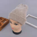 [Rancyword] Damen Wintermützen Beanies Strickmützen Kaninchenfellmütze Weiblich Echthaar Skullies Mützen Gorros Unifarbe RC1222-2