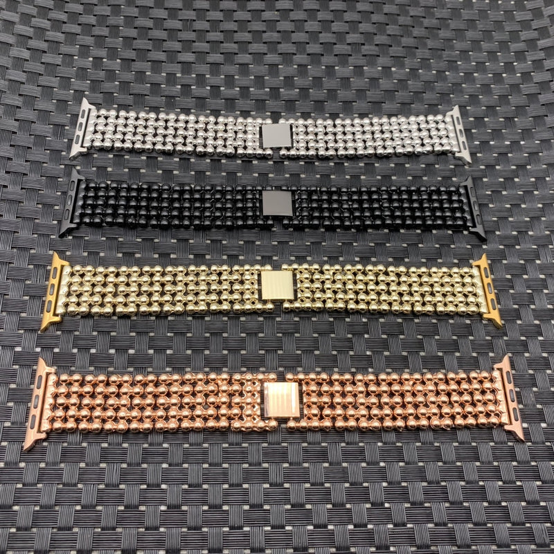 Band For Apple Watch Bracelet 38mm 40mm 42mm 44mm 41mm 45mm 49mm Beads Metal Watchband iWatch Strap Series 3 4 5 6 7 SE 8 Ultra