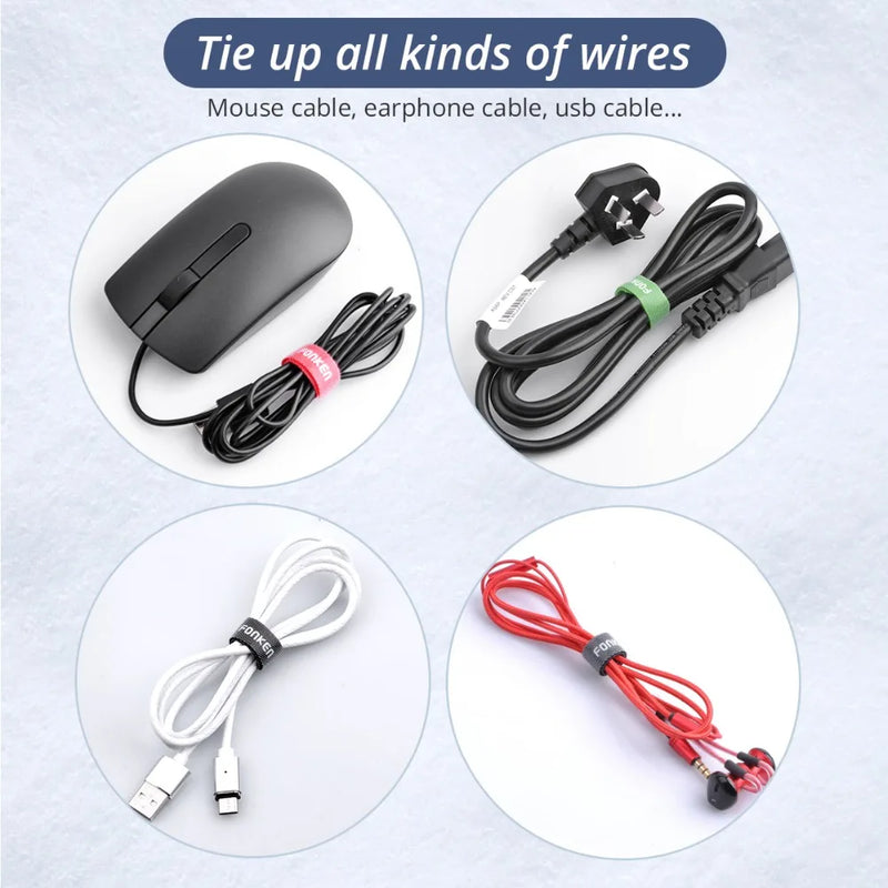 USB Cable Organizer Digital Cable Management Phone Cord Protector Mouse AUX headphone Ties Hook Loop Fixed Free Cut Wire Winder