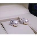 Pearl earrings necklace Pendant ring for women natural Freshwater white pearl jewelry set 925 sterling silver jewelry sets gift