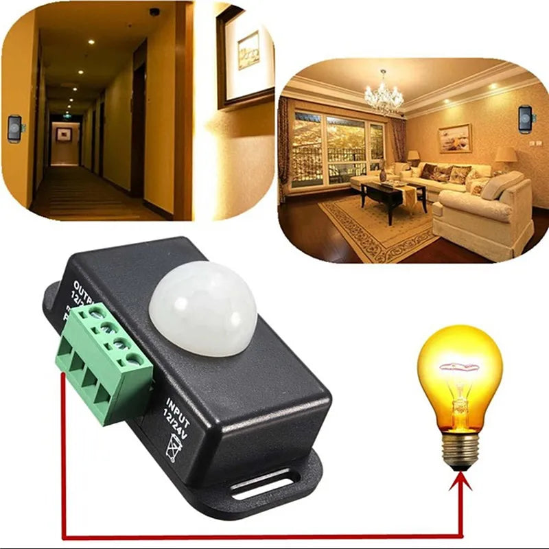 1pcs Automatic Body Infrared PIR Motion Sensor Switch Human Motion Sensor Detector Switch DC 5V 12V 24V For 5050 3528 Led Strip