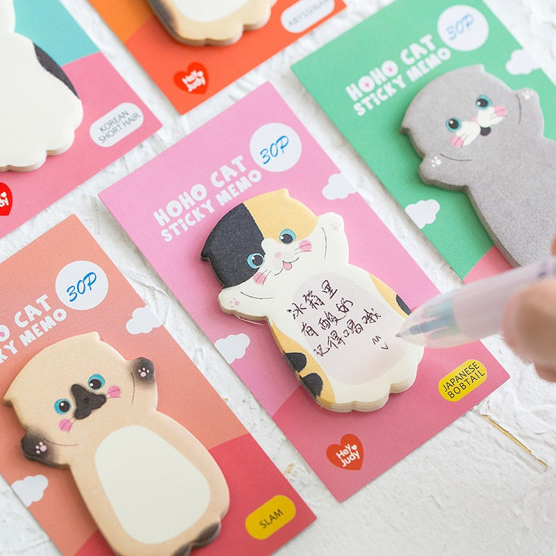 8pcs Cartoon Cat Sticky Memo Post Pad Marker It Note Planner Stickers Cute Stationery Office Accessories School Supplies A6044