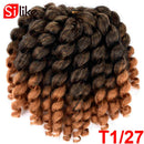 Silike 8inch Synthetic Ombre Jumpy Wand Curl Crochet Braids 22 Roots Jamaican Bounce Curl Crochet Hair Extension for Black Women