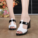 GKTINOO Fashion Women's Shoes Patent Leather Slippers Female Sandals Casual Slip-On Fretwork Cut-Outs Mixed Colors