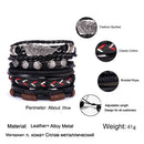 Herrenarmbänder Vintage Mehrschichtige Ledergeflecht-Armbänder Armreifen Stern Blatt Eule Handgemachte Seilwickel-Armbänder Männliches Geschenk Schmuck