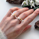 Lotus Fun Real 925 Sterling Silver Original Handmade Fine Jewelry Adjustable Ring 18K Gold Bird on Branch Rings for Women Bijoux