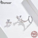 BAMOER Star Comet Asymmetry Stud Earrings for Women Clear CZ Bright Meteor Ear Stud 925 Sterling Silver Jewelry Femme BSE087