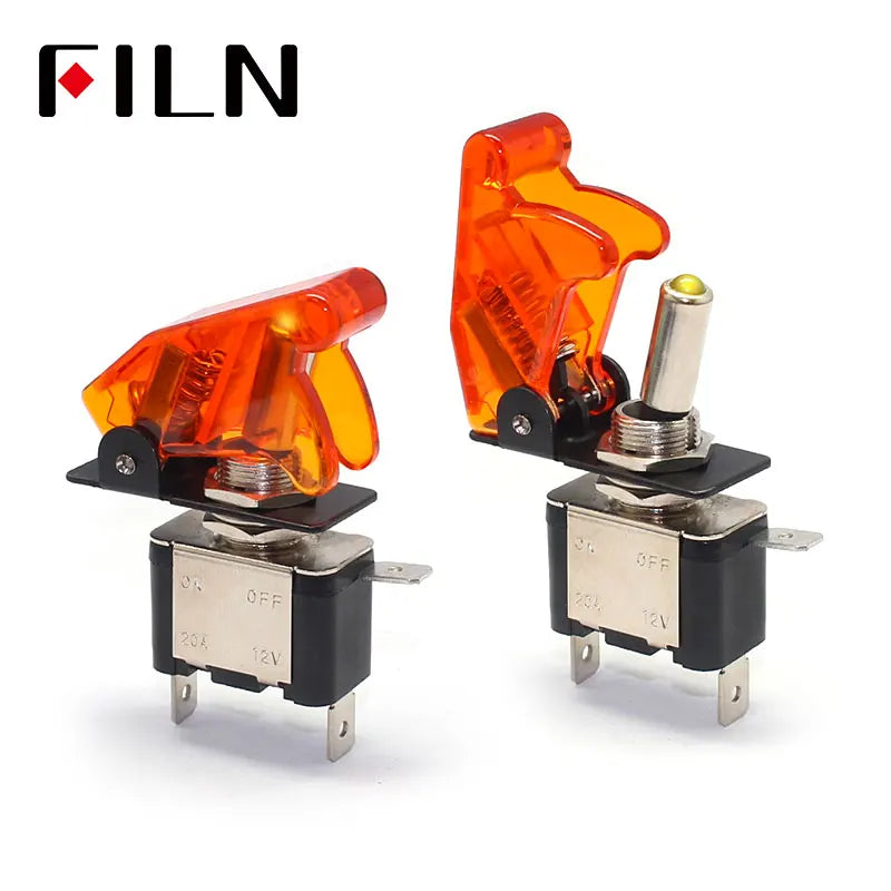 FILN  Rocker switch Auto Car Boat Truck Illuminated Led Toggle Switch With Safety Aircraft Flip Up Cover Guard 12V20A ASW-07D