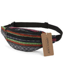 Annmouler New Women Fanny Pack 8 Colors Fabric Waist Packs Bohemian Style Waist Bag 2 Pocket Waist Belt Bag Travel Phone Pouch