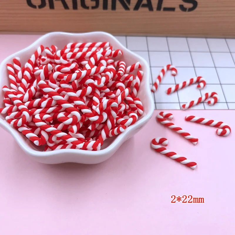 Hot Selling Cute Kawaii Christmas Candy Cane for Crafts Making, Phone Deco, Scrapbooking, DIY Accessories