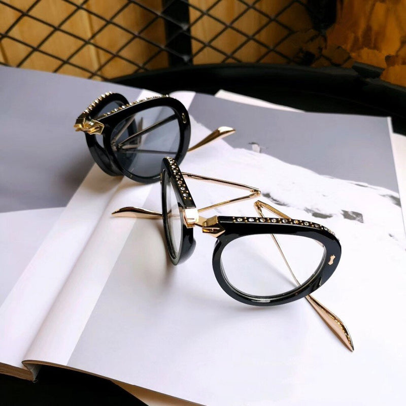 Vintage folding pilot sunglasses women luxury crystal brand oversize clear eyeglasses sun glasses men shades oculos de sol