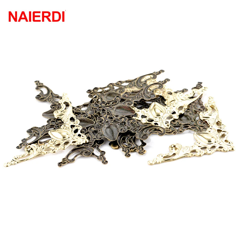 30PCS NAIERDI Metal Angle Corner Brackets Gold Bronze 40mm Notebook Cover For Menus Photo Frame Furniture Decorative Protector