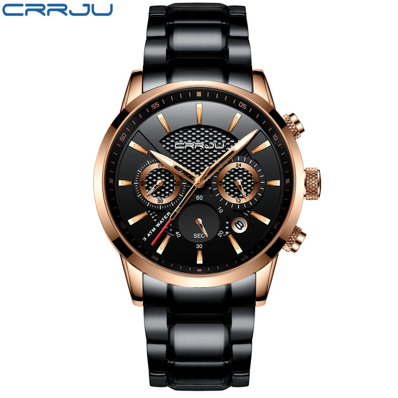 CRRJU Mens Watches Military Brand Luxury Sports watch for men Casual Waterproof Mens Watch Quartz Stainless Steel Man Wristwatch