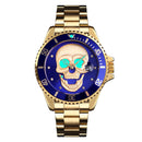 SKMEI Herren Quarz Totenkopf-Uhr Herren Edelstahl Skelett Kreativ Uhren Männlich Uhr Wasserdicht Armbanduhr Relogio Masculino