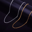 Rope Chain Necklace Gold Color Stainless Steel Hip Hop Jewelry For Women
