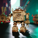 Robotime ROKR Robot Steampunk Music Box 3D Wooden Puzzle Assembled Model Building Kit Toys For Children Birthday Gift