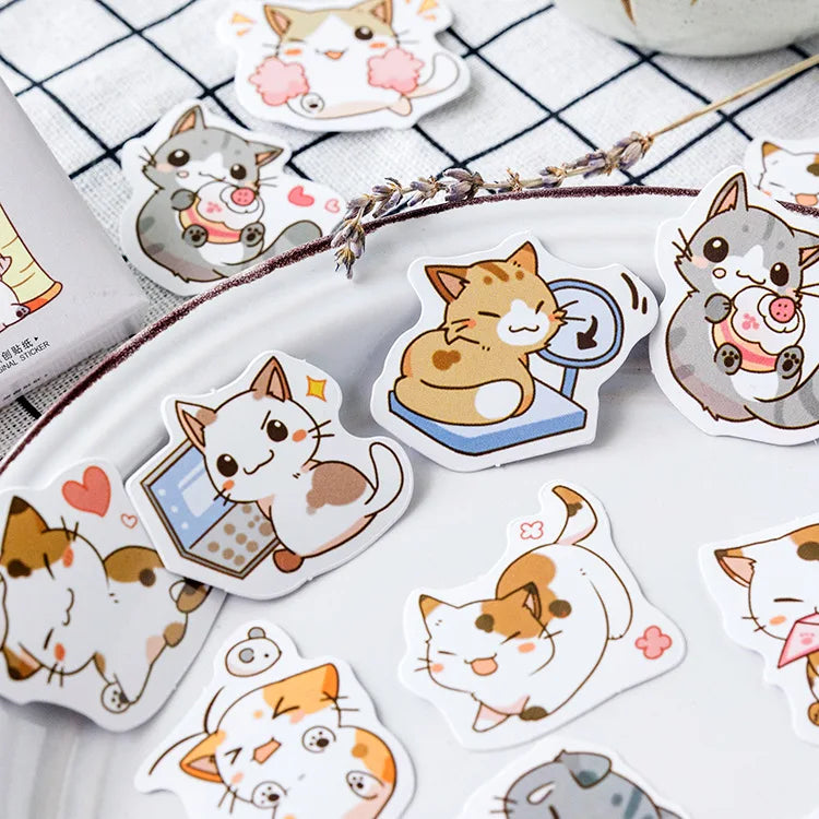 45 Pcs/box My Naughty Cats Diy Mini Paper Sticker Diary Album Scrapbooking Decoration Sticker Kawaii Stationery