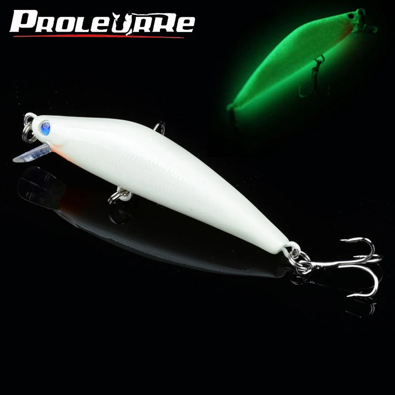 1Pcs 3D Fishing Lure 8cm 8.5g Minnow Wobbler Luminous Bait Hard Bass Lure Artificial Bait Pesca Treble Hooks Fishing tackle