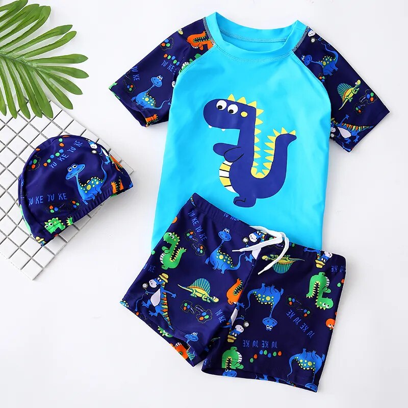 Swimming Suit 3 Pieces Boys Swimsuit UV Protection Shorts For Kids Cartoon Trunks Baby Swimwear Children Diving Suit Beach Wear