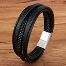 TYO Stainless Steel Top Quality Jewelry Male Black/Brwon Leather Bracelet Men Braided Multilayer Fashion Punk Wholesale