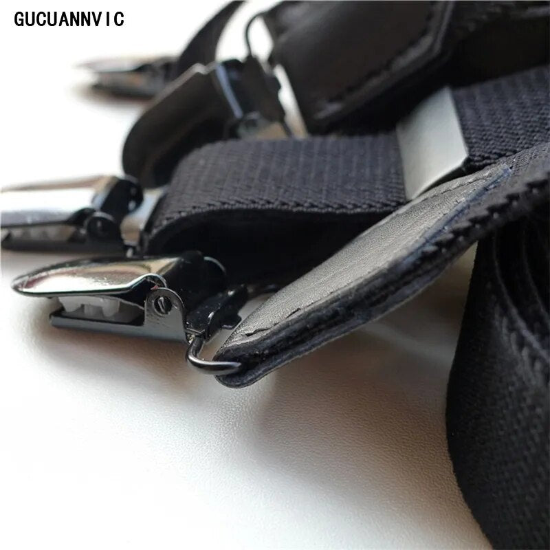 NEW GUCUANNVIC Classic wild do not cross men suspenders  General Fashionable strap black clips  Width: 2.5cm suspenders  women