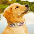 Personalisiertes florales Hundehalsband, individuell, klein, mittel, Hunde-Haustier-ID-Halsband, Blumendruck, Nylon, großes Hundehalsband, graviert für Pitbull