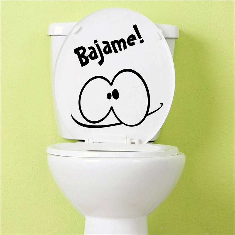 Novelty Creative Funny Toilet Seat Decals Bathroom Decor , Spanish Toilet Seat Stickers Wall Mural Art Decoration