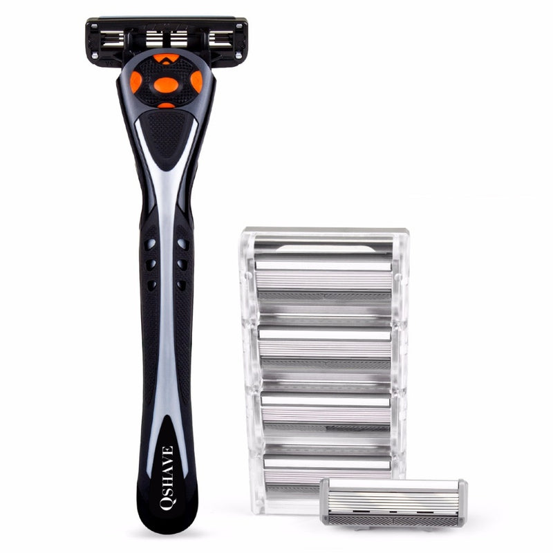 QSHAVE Black Spider Man Manual Great Shaving Razor Shaver (1pc Handle, 6pc X6 Blade)