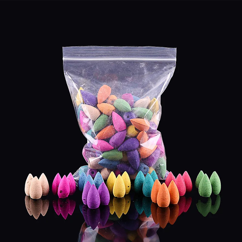 100Pcs Mixed Incense Cones Use For Backflow Incense Burner Anti-Odour Cone Incense Mix Scent