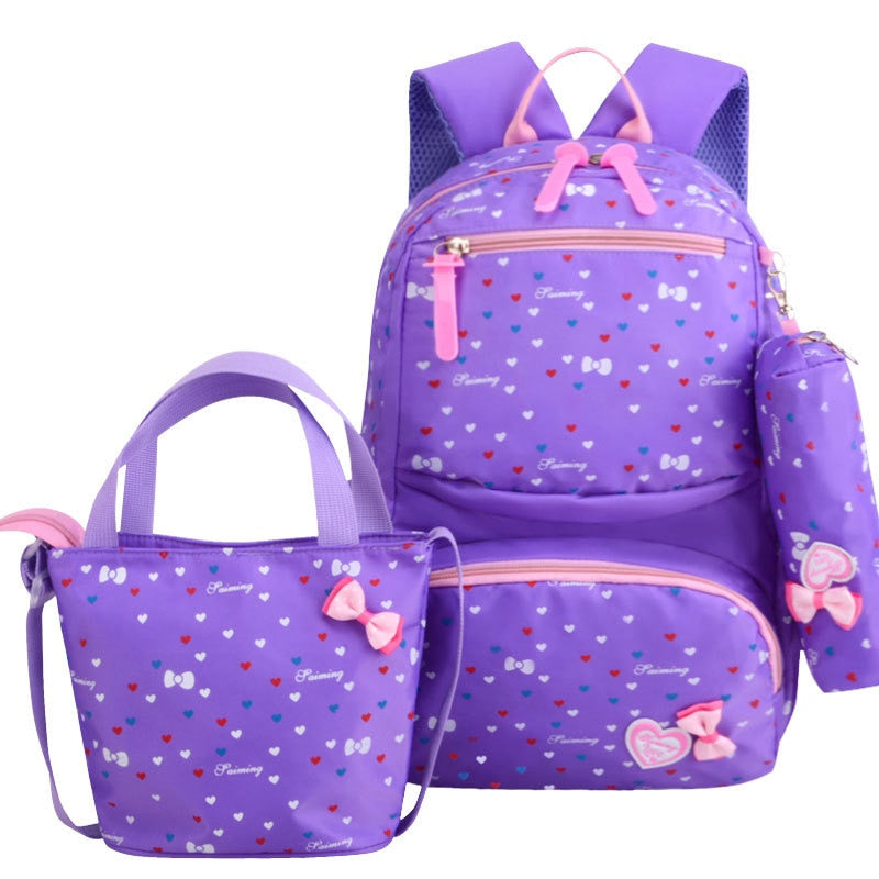 3pcs/set Printing School Bags Backpacks Schoolbag Fashion Kids Lovely Backpack For Children Girls School bag Student Mochila sac