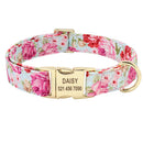Personalisiertes florales Hundehalsband, individuell, klein, mittel, Hunde-Haustier-ID-Halsband, Blumendruck, Nylon, großes Hundehalsband, graviert für Pitbull
