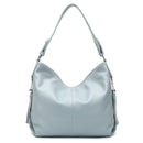 Zency Leather handbags Genuine For Women Fashion Tassel Hobo Bag Crossbody Plain Color Real Cowhide Leather Large Shopper Bag