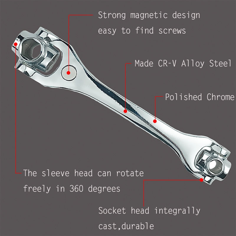 48 in 1 Wrench Socket Works with Spline Bolts Torx 360 Degree 6-Point Universial Furniture Car Repair Spanner Hand Tools