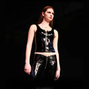 Wet Look Faux Latex PVC Shiny Crop Tank Bustier Top Gothic Women Sleeveless Sexy Tops Croptop Cropped Streetwear Vest Clubwear