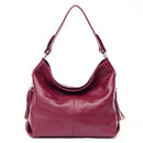 Zency Leather handbags Genuine For Women Fashion Tassel Hobo Bag Crossbody Plain Color Real Cowhide Leather Large Shopper Bag