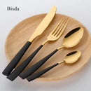 Luxury Cutlery 24Pcs Black Flatware Sets Stainless Steel Kitchen White Dinner Set Beautiful Tableware For Restaurant Table Knife