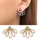 Women Stainless Steel Earring Simple Gold/Silver color Hollow Glossy Geometric shape Charm Double Sieded Stud Earrings Jewelry