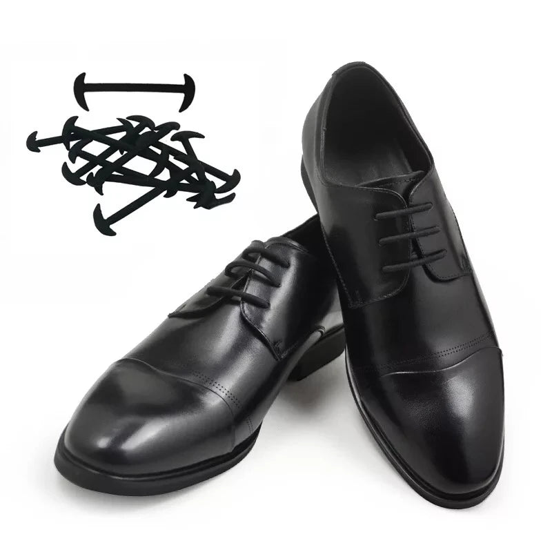 12pcs/set Men Women Leather Shoes Lazy No Tie Shoelaces Elastic Silicone Shoe Lace Suitable 3 Colors L6